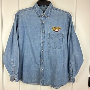 Generation Y Men's Michigan Arenac Eastern Eagles Denim Shirt Size Medium  h